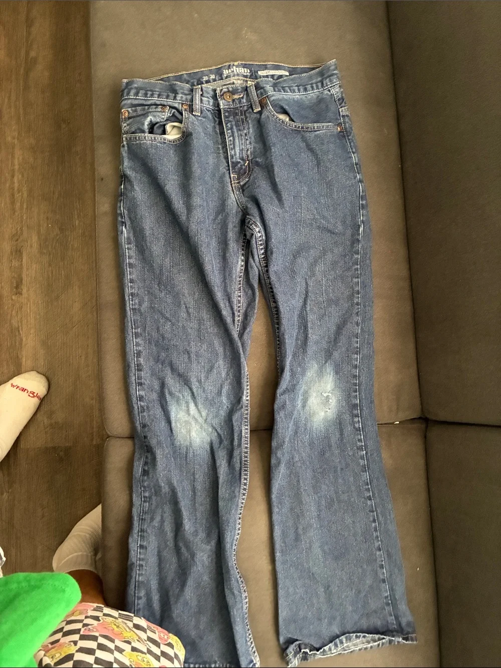 urban pipeline Blue Flare Jeans with Faded Knees